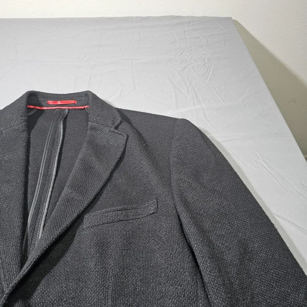 Lucky Brand Blazer Mens Black Knit 2 Button Casual Slim Fit 44R